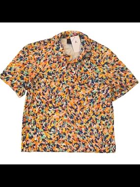 Nike Jordan Multicolor Short-Sleeve Abstract Print Button-Down Shirt Size Medium